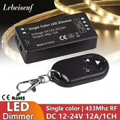 1 CH LED dimmer 12 A DC12-24 V kontrolieris ar 3 taustiņu RF 433 Mhz bezvadu tālvadības pulti LED COB vienkrāsas gaismas joslu lampām