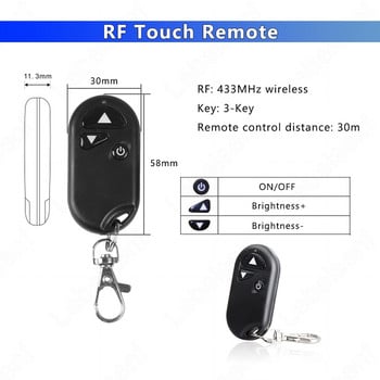 1CH LED димер 12A DC12-24V контролер с 3-клавишно RF 433Mhz безжично дистанционно управление за LED COB едноцветни светлинни лентови лампи