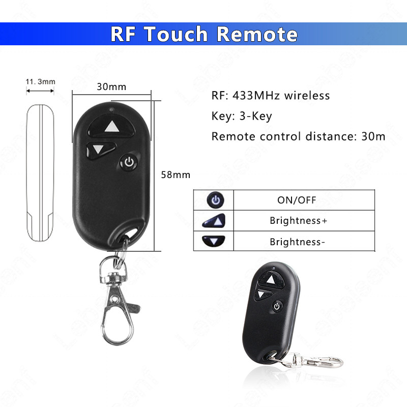 1 CH LED dimmer 12 A DC12-24 V kontrolieris ar 3 taustiņu RF 433 Mhz bezvadu tālvadības pulti LED COB vienkrāsas gaismas joslu lampām