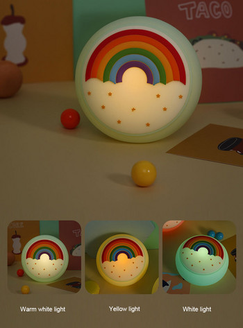 INS Rainbow Silicone Light USB зареждане Сладка карикатура Rainbow Candy Color Silicone Atmosphere Light