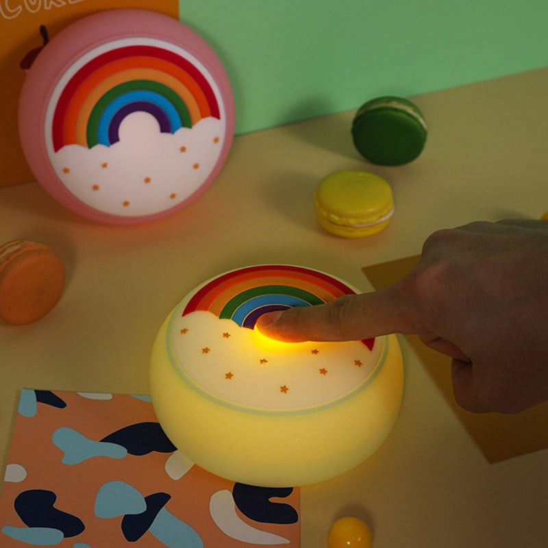 INS vaivorykštės silikoninė lemputė USB įkrovimas mielas animacinis vaivorykštės saldainių spalvos silikoninis atmosferos šviestuvas