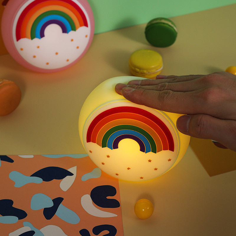 INS vaivorykštės silikoninė lemputė USB įkrovimas mielas animacinis vaivorykštės saldainių spalvos silikoninis atmosferos šviestuvas