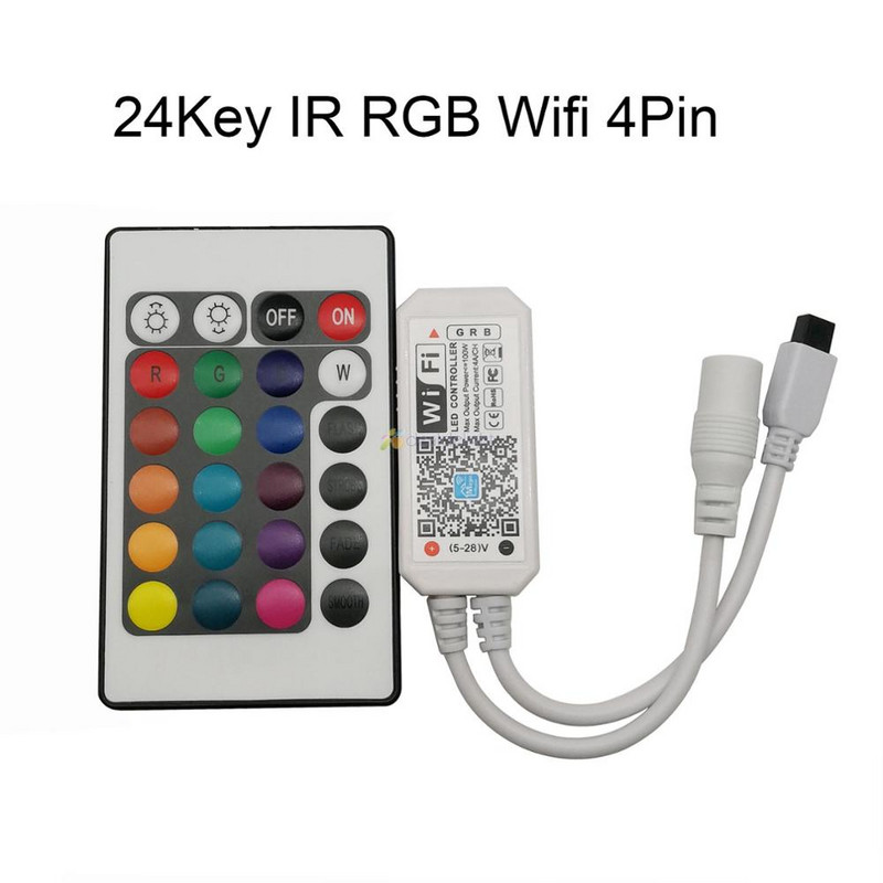 Magic Home Bluetooth WiFi LED kontrolieris IR RF 5V 12V 24V priekš WS2811 WS2812B SK6812 vienkrāsains RGB RGBW RGBCCT LED sloksne