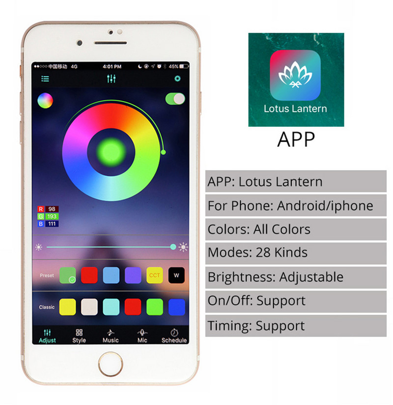 Ελεγκτής Bluetooth 220V RGB LED Strip Control για τηλέφωνο Bluetooth Remote APP Control for RGB 5050 LED Strip Control