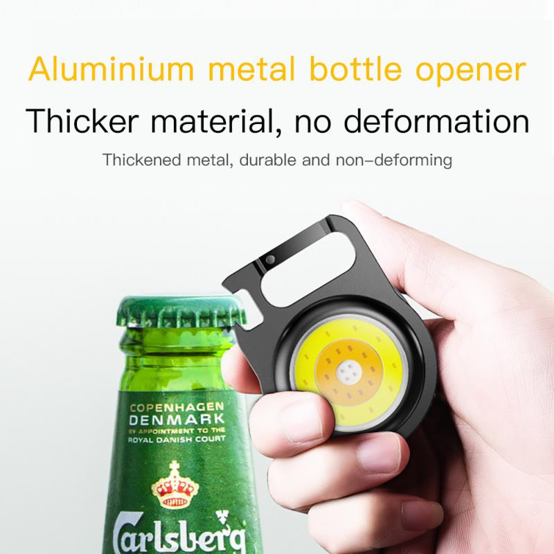 500 lm USB tipo C įkrovimo lauko daugiafunkcis COB darbinis žibintas, nešiojamasis mini raktų pakabuko apšvietimas, avarinis žibintuvėlis stovyklavietėje