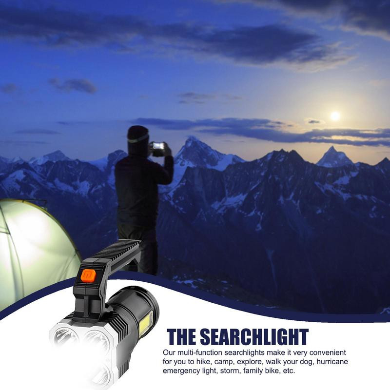 Stiprios šviesos žibintuvėlis lauko didelio galingumo žibintuvėlis Stiprus žibintuvėlis su įkraunama USB ryškia nešiojama lempa LED galia