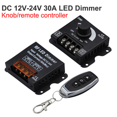 12V 24V LED Dimmer távirányító LED szalag fényerőszabályzó gombos kapcsoló feszültségszabályozóhoz 30A 360W nagy teljesítményű lámpa fényerőszabályzókhoz