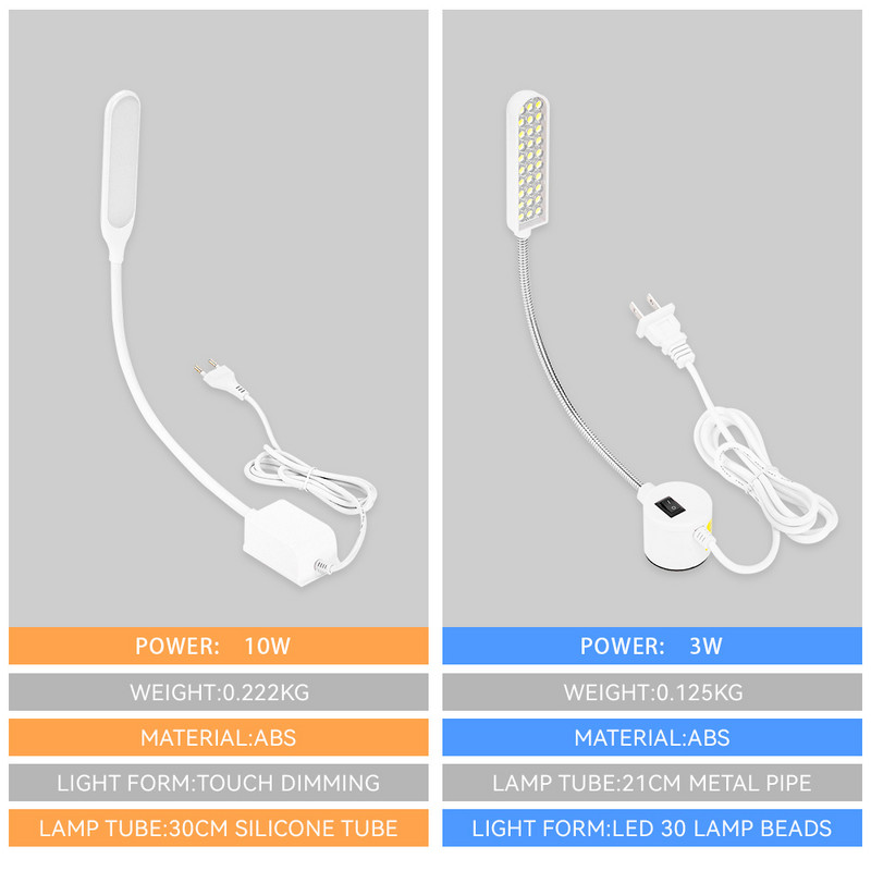 30 LED siuvimo mašinų apšvietimo lempa pramoninių drabužių mašinų priedai Daugiafunkcis lankstus darbas darbo stalui