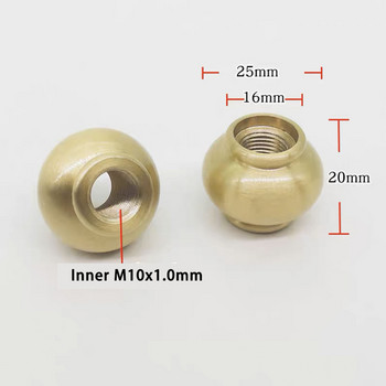 Brass M10 Inner Thread Straight Through Pure Copper Φωτιστικό γραφείου Φωτιστικό δαπέδου Παξιμάδι ραφιού Βήμα 1,0 mm Διακοσμητικό παξιμάδι