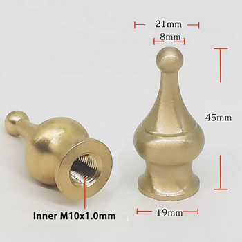 Brass M10 Inner Thread Straight Through Pure Copper Φωτιστικό γραφείου Φωτιστικό δαπέδου Παξιμάδι ραφιού Βήμα 1,0 mm Διακοσμητικό παξιμάδι