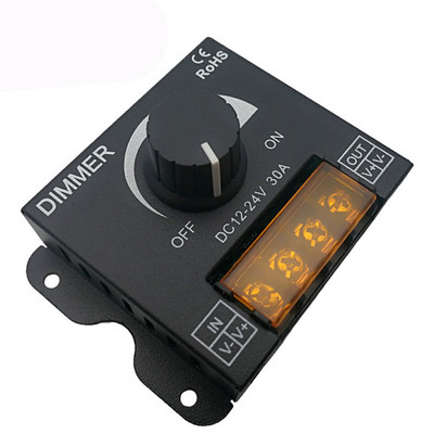 Dimmer pentru bandă LED 30A 12V 24V 720W Putere mare maximă pentru LED-uri un singur comutator de pornire și oprire Buton de control al capacului de șoc electric Regulator de lumină