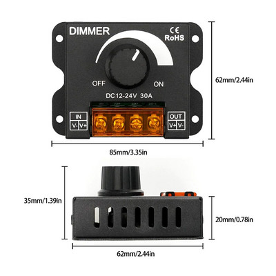 Ρυθμιστής φωτεινότητας LED Ρυθμιζόμενος ελεγκτής ρυθμιστή φωτεινότητας PWM Ψηφιακός βαθμιαίος φωτισμός για λωρίδα λαμπτήρα Μονόχρωμη λάμπα