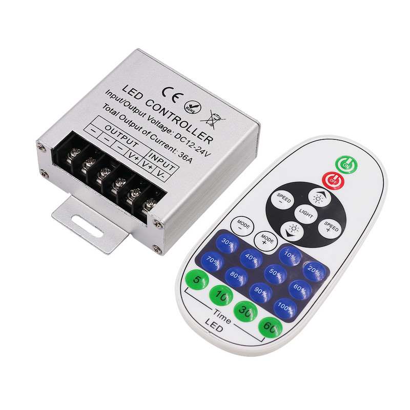 Μονόχρωμος ελεγκτής Led με διακόπτη LED Remote Dimmer DC12-24V For 5050 3528 2835 Μονόχρωμη ταινία Led 360W 36A