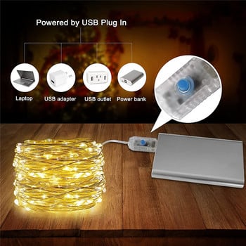 Струнни светлини Fairy Led USB 8Mode 5/10M/20M 50/100/200LED With Remote Control Гирлянди Начало Сватба Коледни празнични декорационни лампи