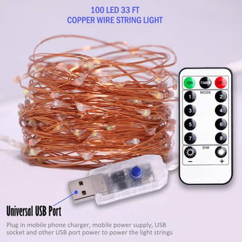 Струнни светлини Fairy Led USB 8Mode 5/10M/20M 50/100/200LED With Remote Control Гирлянди Начало Сватба Коледни празнични декорационни лампи