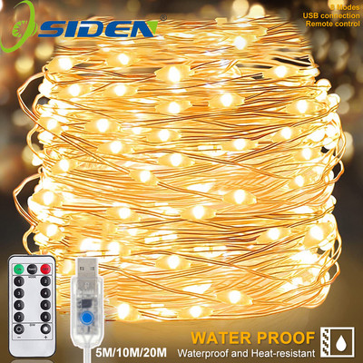 String Lights Fairy Led USB 8Mode 5/10M/20M 50/100/200LED With Remote Control Garlands Home Wedding Christmas Holiday Decor Lamps
