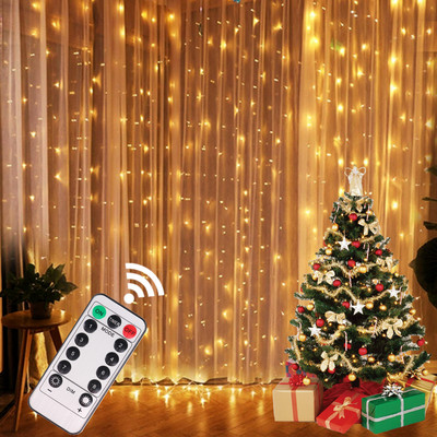 USB Festoon String Light Fairy Garland Light за завеси Коледна светлина Коледен декор за дома Рамадан Декоративна новогодишна лампа