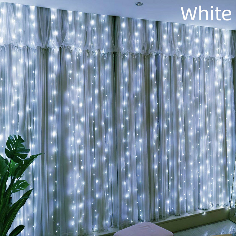 Kalėdų šventės LED dekoravimo šviestuvai Fairy Miegamojo girlianda Nuotolinio apšvietimo užuolaidų šviestuvai su nuotolinio valdymo pulteliu