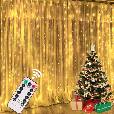Ghirlandă LED Cortina Lumini 8 moduri Telecomandă USB Lumini zâne șir nuntă Decor de Crăciun pentru acasă Dormitor Lampă de Anul Nou
