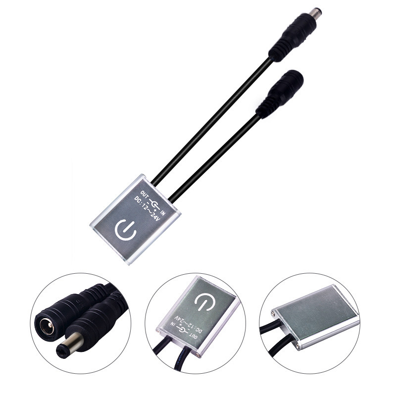 DC12V-24V LED pritemdymo jungiklis jutiklinio skydelio įjungimo / išjungimo ryškumo reguliuojamas pritemdymo valdiklis, skirtas LED spintelės virtuvės juostos šviestuvams