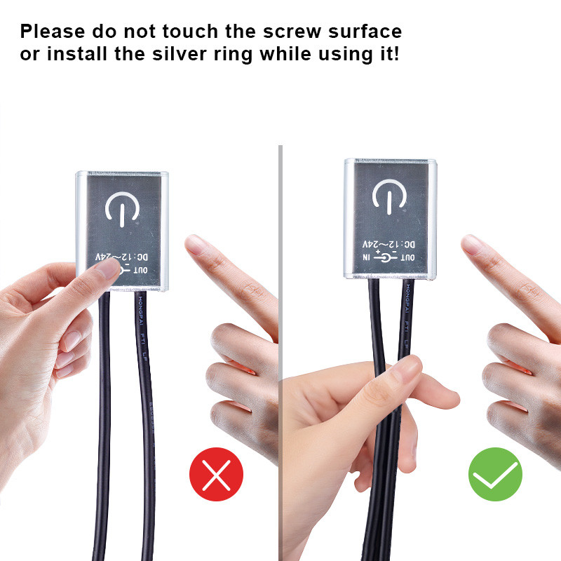 DC12V-24V LED pritemdymo jungiklis jutiklinio skydelio įjungimo / išjungimo ryškumo reguliuojamas pritemdymo valdiklis, skirtas LED spintelės virtuvės juostos šviestuvams