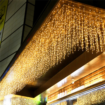 4.8M коледни светлини външна декорация Droop 0.4-0.6m led завеса icicle string lights Garden Street Eaves Garland Fairy Light