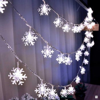 LED Snowflake String Lights Snow Fairy Garland Διακόσμηση για χριστουγεννιάτικο δέντρο Δωμάτιο Πρωτοχρονιάς για την ημέρα του Αγίου Βαλεντίνου Λειτουργεί με μπαταρία