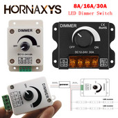 8A/16A/30A LED Dimmer întrerupător DC 12V 24V Luminozitate reglabilă Lampă Bec bandă Driver o singură culoare Controler sursă de lumină