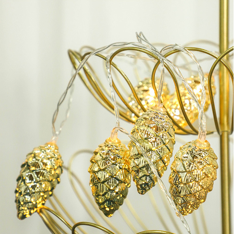 1,5 M 10 LED pušies kūgio lemputės kalėdinis papuošimas, 2023 m. eglutės dekoras Kalėdų žibintai Naujųjų metų girlianda Noel Navidad