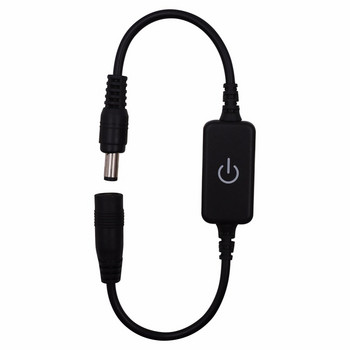iTouch LED Dimmer Touch Switch με DC Female & Mare Plug για Μονόχρωμη λωρίδα LED DC 12V/24V In Line Style Μαύρο/Λευκό