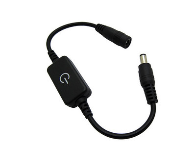 iTouchi LED-dimmer-puutelüliti koos nais- ja isase pistikuga ühevärvilise LED-ribaga lambi jaoks, DC 12V/24V, must/valge