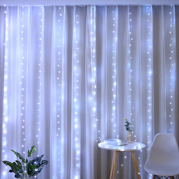Коледна LED струна Фея Светлина 3M USB Направи си сам Дистанционно LED завеса Гирляндни светлини за Нова година Декорация на дома, спалнята, хола