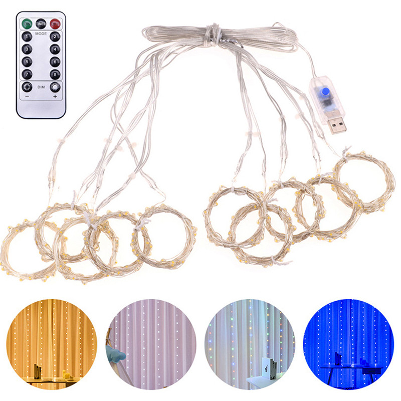 Kalėdų LED styginių pasakų lemputė 3M USB „pasidaryk pats“ nuotolinio LED užuolaidų girliandos žibintai Naujųjų metų namų miegamojo svetainės dekoravimui