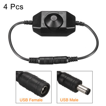 Uxcell 4Pcs LED лента димер превключвател Контролер за регулиране на яркостта 12-24V DC PWM Ротационен вграден димер контролер с DC жак кабел