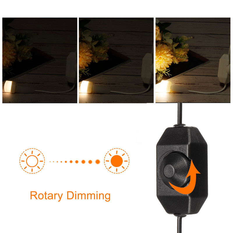 Uxcell 4Pcs LED Strip Dimmer Switch Ελεγκτής Ρύθμισης φωτεινότητας 12-24V DC PWM Περιστροφικός ελεγκτής inline dimmer με καλώδιο DC Jack