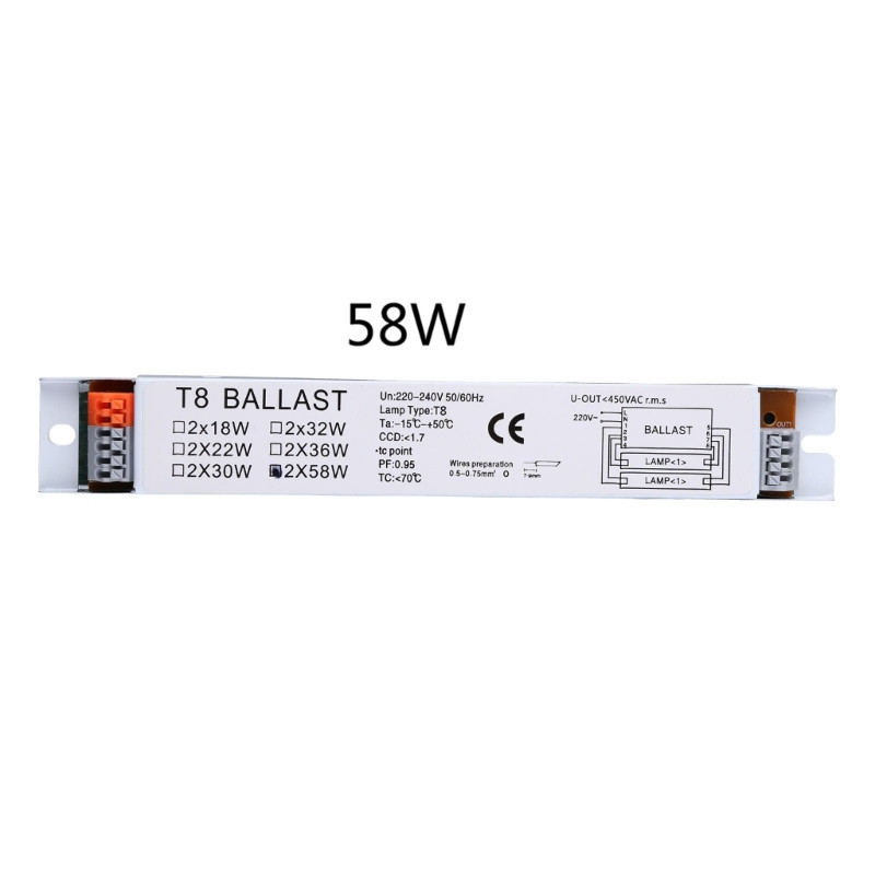 T8 Home Compact Electronic Ballast 2x18/30/58W Instant Start Fluorescent Ballast