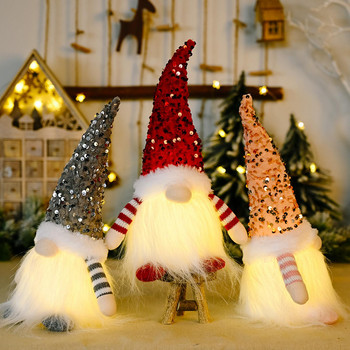 30 см коледни кукли елф гном със светодиодна светлина коледна украса за дома Коледа Navidad Нова година 2023 Декорация на детски подаръци