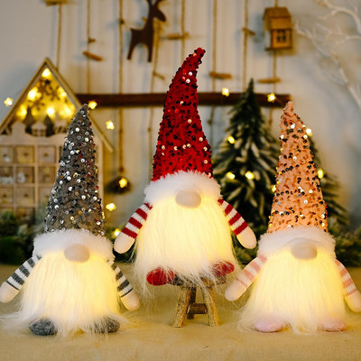 30cm Christmas Dolls Elf Gnome With Led Light Christmas Decorations For Home Xmas Navidad New Year 2023 Children`s Gifts Decor