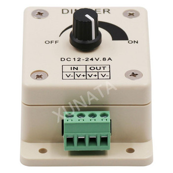 12V-24V LED димер превключвател 8A Регулатор на напрежението Регулируем контролер за 2835 3528 5050 5054 5630 Едноцветна LED лента