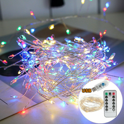 3/5 μέτρα χάλκινο σύρμα 100/200 LED String Lights Firecracker Fairy Garland Light for Christmas Windding Party Λειτουργεί με USB
