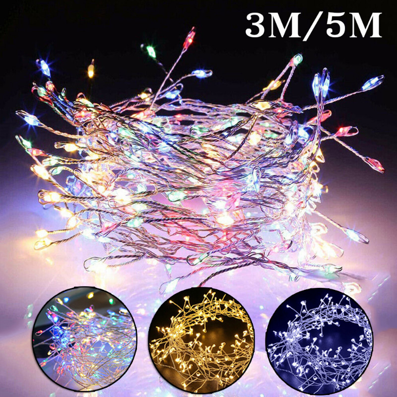3/5 μέτρα χάλκινο σύρμα 100/200 LED String Lights Firecracker Fairy Garland Light for Christmas Windding Party Λειτουργεί με USB