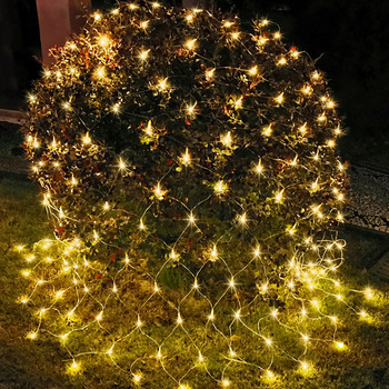 1,5x1,5m 96LED Δίχτυ Ψαρέματος Εξωτερικού Κουρτίνα Διχτυωτό Νεράιδα Φωτάκια Διακόσμηση κήπου Γιρλάντα εξωτερικού χώρου Πρωτοχρονιάτικα Χριστουγεννιάτικα Φωτάκια