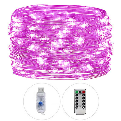 String USB de Crăciun Sârmă de cupru Lumină de zâne Lampă LED de la distanță Interior Dormitor Ghirlanda în aer liber Patio Decorare petrecere de nuntă