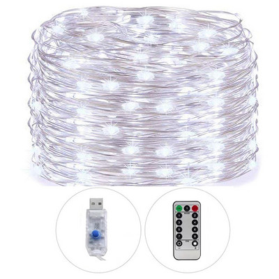 String USB de Crăciun Sârmă de cupru Lumină de zâne Lampă LED de la distanță Interior Dormitor Ghirlanda în aer liber Patio Decorare petrecere de nuntă