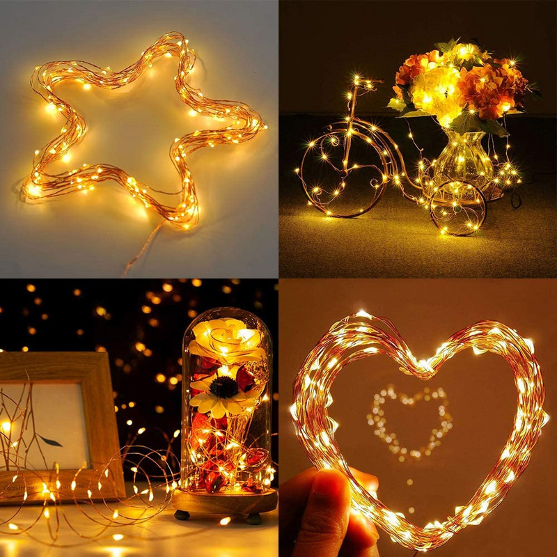 String USB de Crăciun Sârmă de cupru Lumină de zâne Lampă LED de la distanță Interior Dormitor Ghirlanda în aer liber Patio Decorare petrecere de nuntă