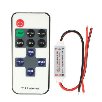 Mini DC5V-24V 9 πλήκτρα RF Wireless μονόχρωμος ελεγκτής Remote dimmer για 3528 5050 LED λωρίδα φωτός Ρύθμιση ελέγχου φωτεινότητας