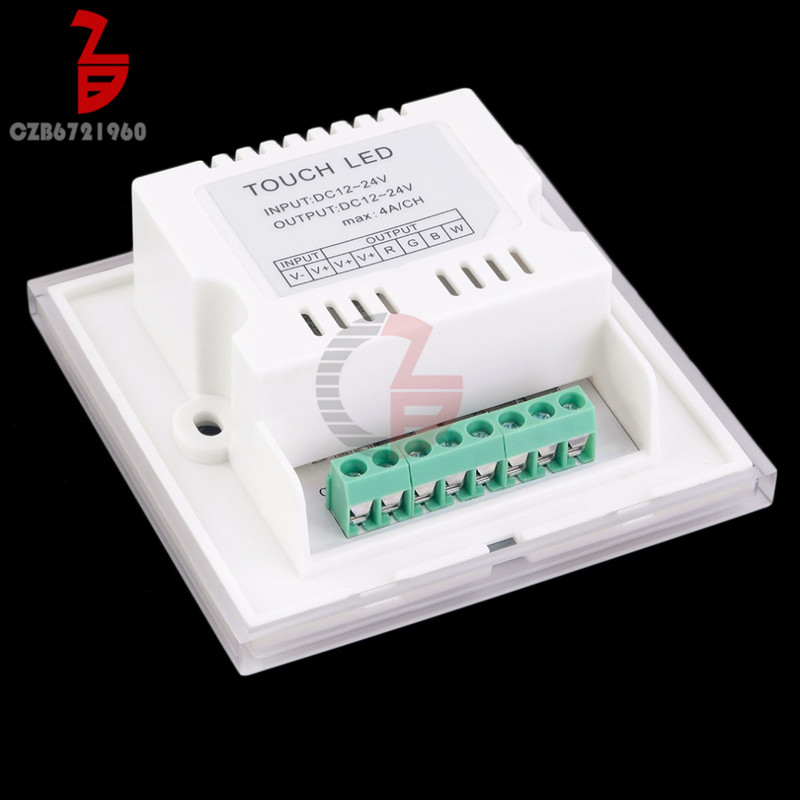 Controller DC 12V 24V RGB RGBW, montat pe perete, întrerupător de intensitate cu panou tactil pentru lampă cu bandă LED 2835 3528 5050