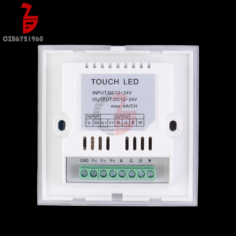 Controller DC 12V 24V RGB RGBW, montat pe perete, întrerupător de intensitate cu panou tactil pentru lampă cu bandă LED 2835 3528 5050