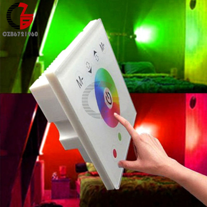 Controller DC 12V 24V RGB RGBW, montat pe perete, întrerupător de intensitate cu panou tactil pentru lampă cu bandă LED 2835 3528 5050