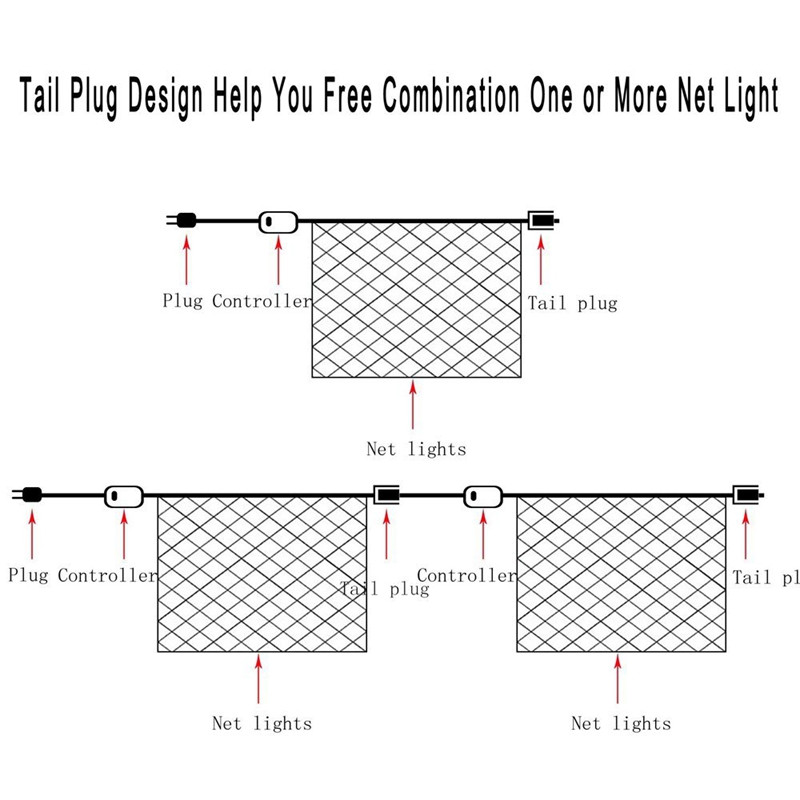 Svjetlo za zavjese LED Fairy String Net Mesh Božić 3x2m 200led EU 220V Party Vjenčanje Novogodišnji vijenac Vanjski vrtni ukras